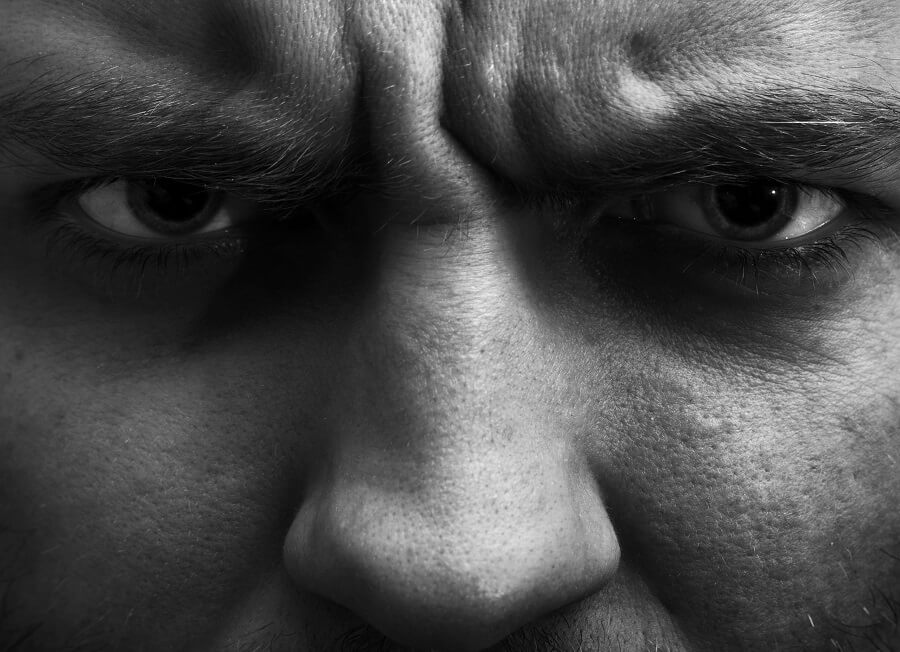 close up of an angry man's face