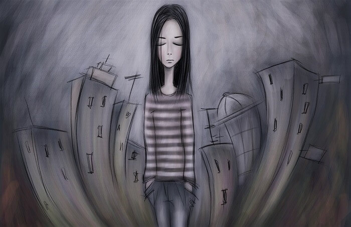 illustration of a little girl with paranoid personality disorder